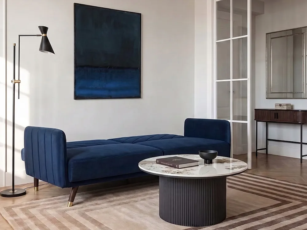 Schlafsofa 3-Sitzer SENJA Samtstoff Marineblau_1154848