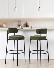 Set of 2 Bar Chairs ALLISON Boucle Green_913889