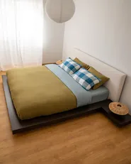 Bett mit LED Bouclé ZEN 180 x 200 cm LED Dunkle Esche_1034096