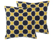 Lot de 2 coussins décoratifs MUSCARI 45 x 45 cm Coton Jaune Bleu Ikat_769144