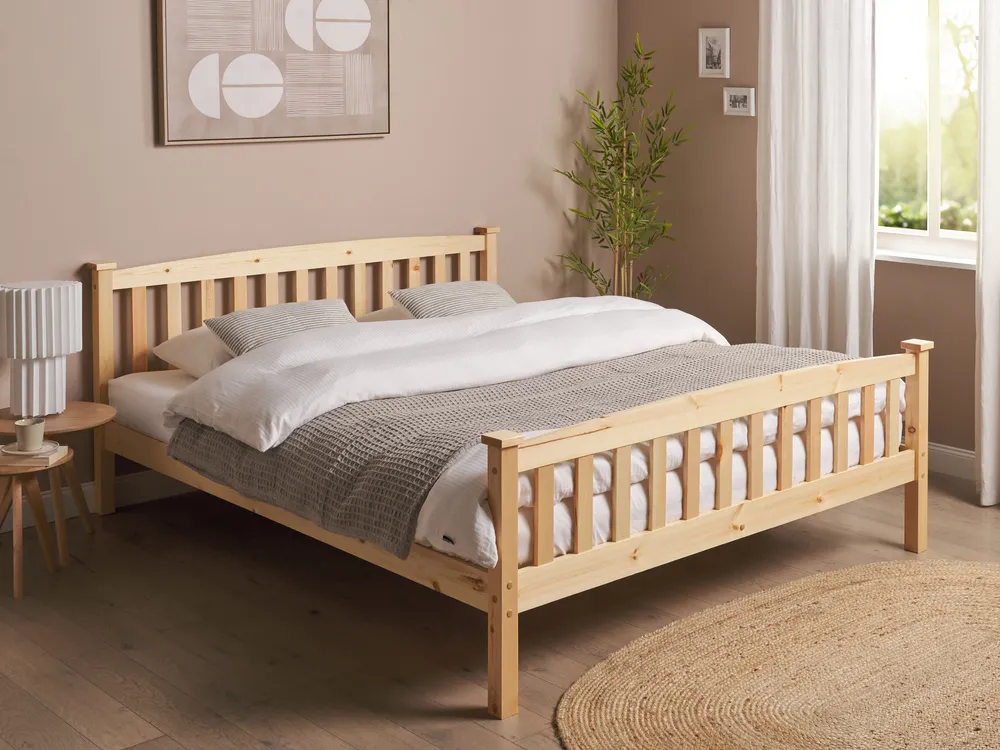 Bett mit Lattenrost Kiefernholz GIVERNY 160 x 200 cm Hellbraun