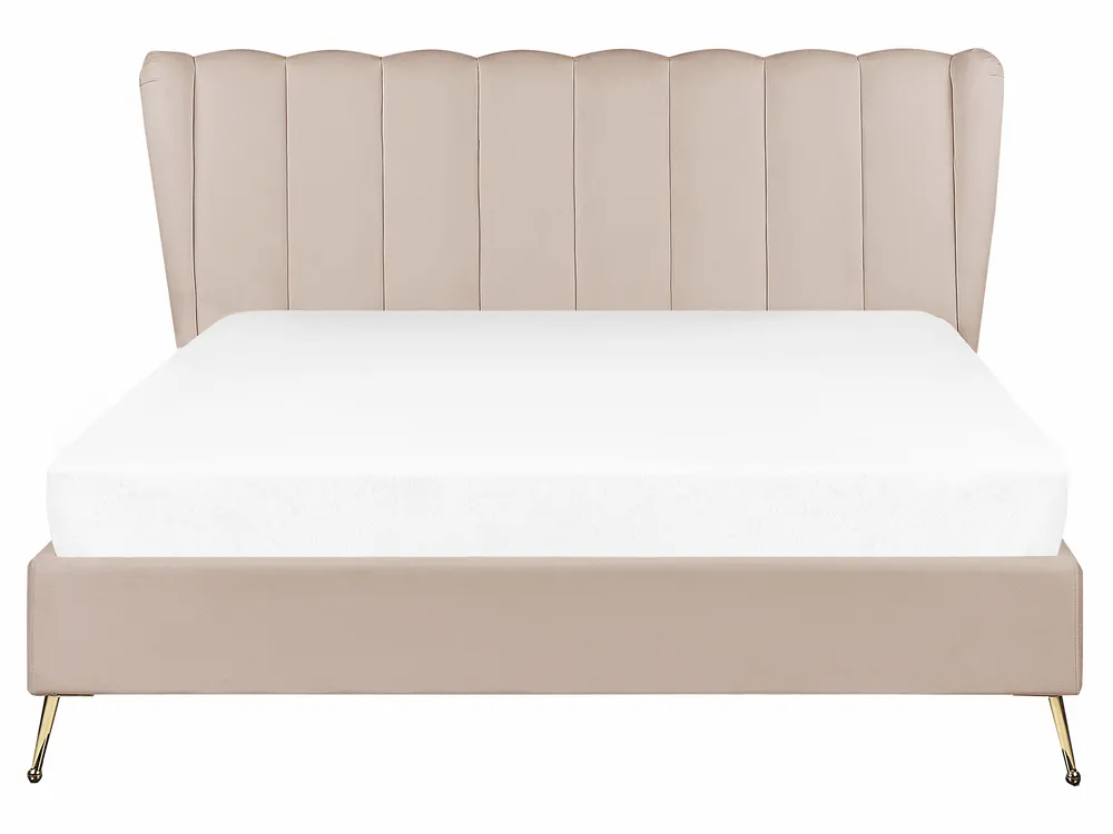 Bett mit Lattenrost Samtstoff MIRIBEL 160 x 200 cm Taupe_870577