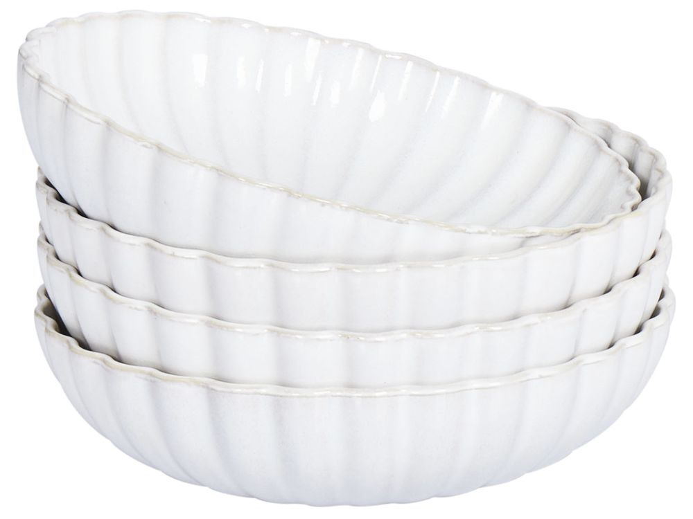Suppenteller 4er Set NETTLE Steinzeug Cremeweiß 20 cm