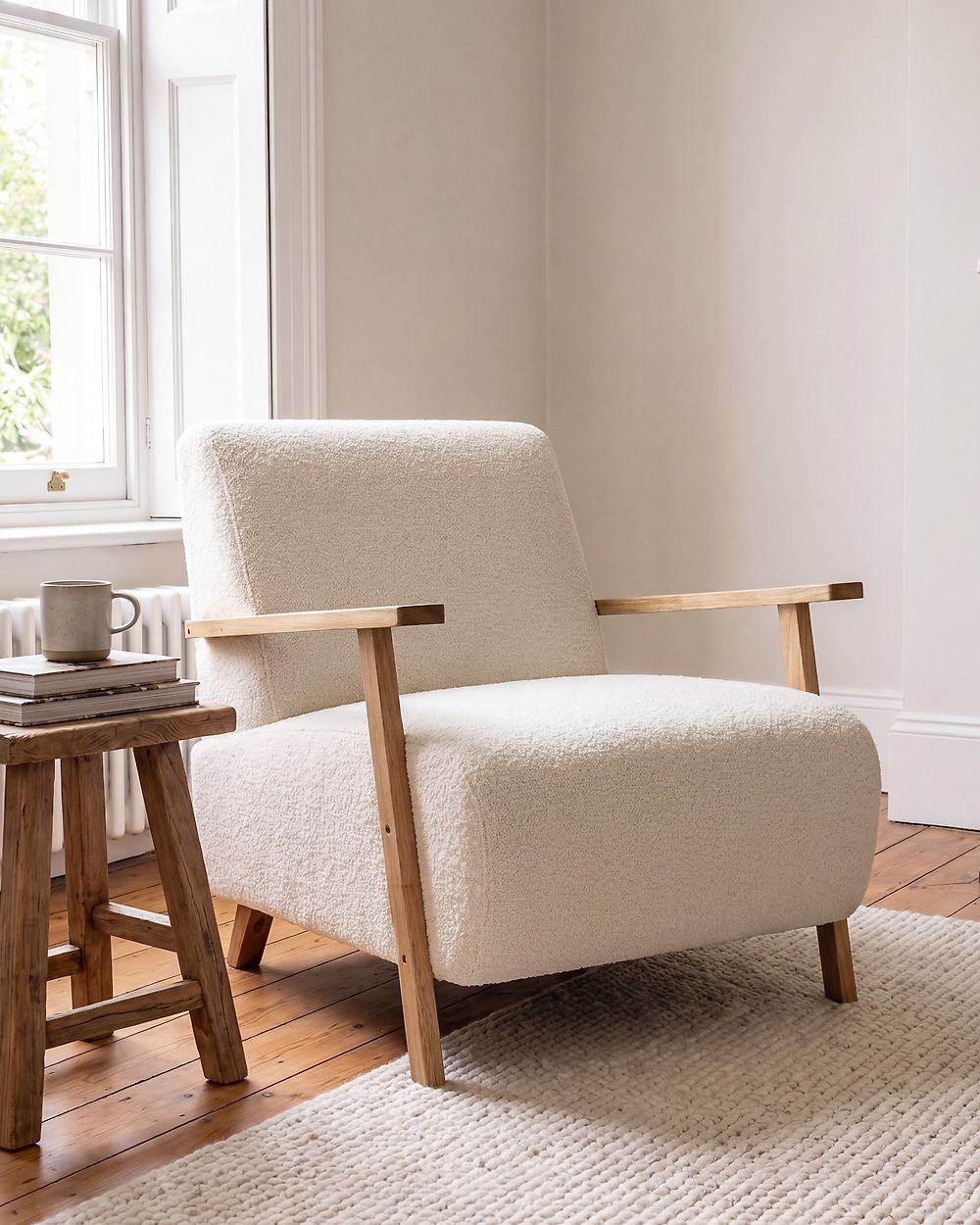 Armchair LESJA Boucle Light Beige