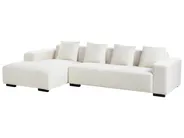 Corner Sofa 4 Seater LUNGO Boucle White Right Hand_962415