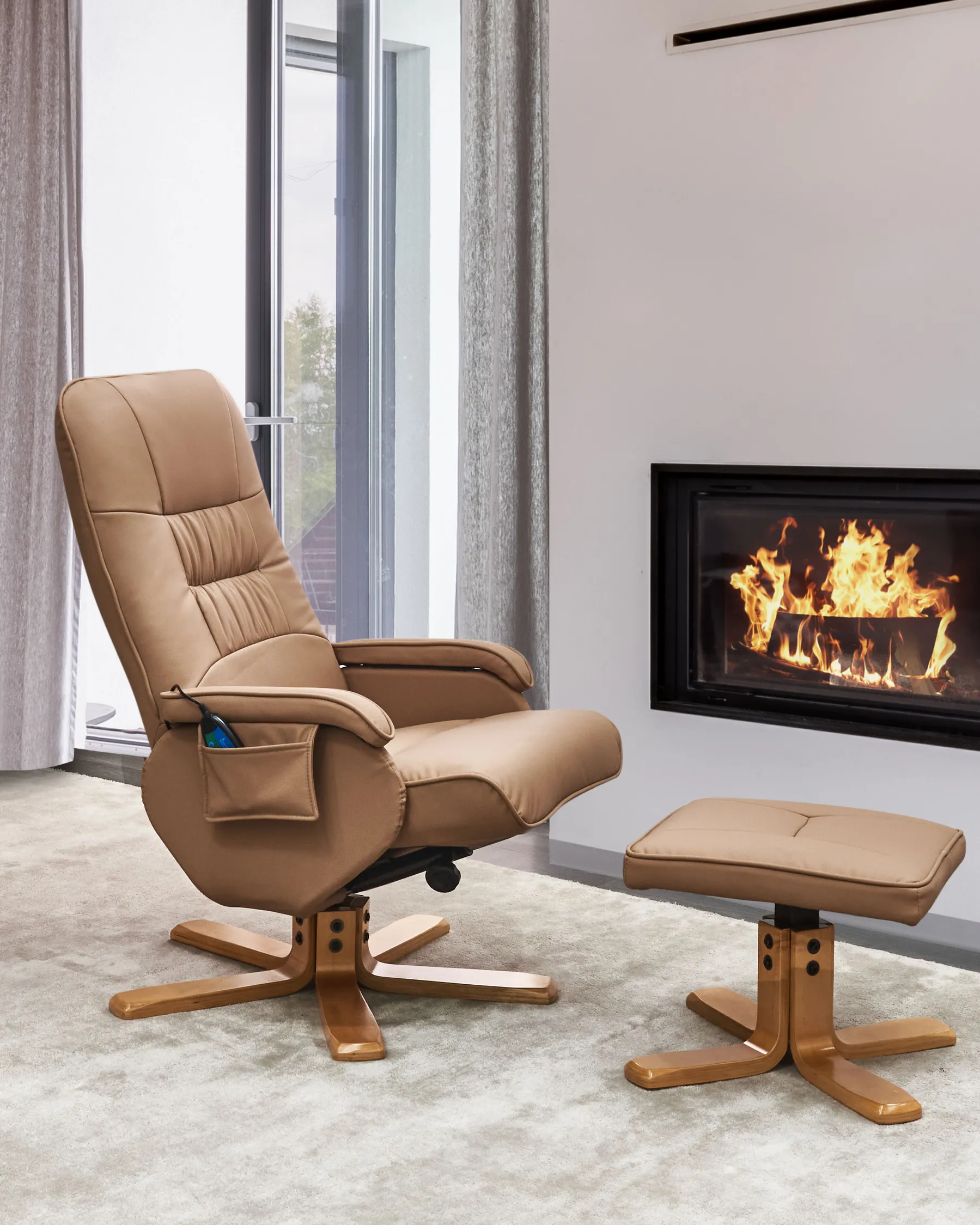 Massage Chair RELAXPRO with Footstool Faux Leather Light Brown_964820