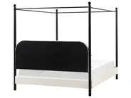 Postelja z baldahinom Knjižica DANNEMOIS 160 x 200 cm Kremasto bela_960946
