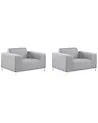Set of 2 Garden Armchairs ROVIGO Fabric Light Grey