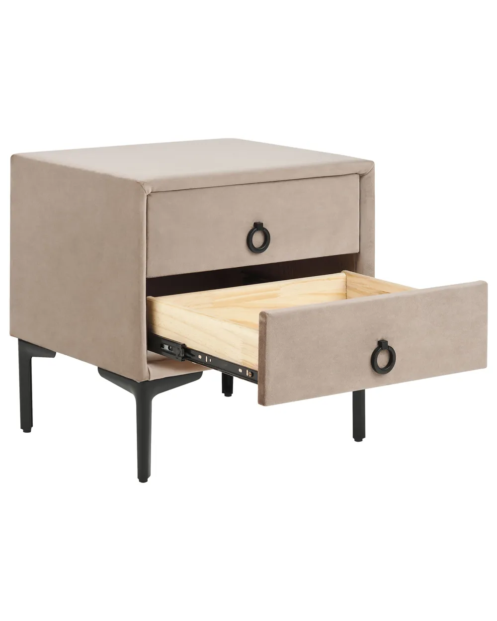 2 Drawer Bedside Table SEZANNE Velvet Taupe_892523