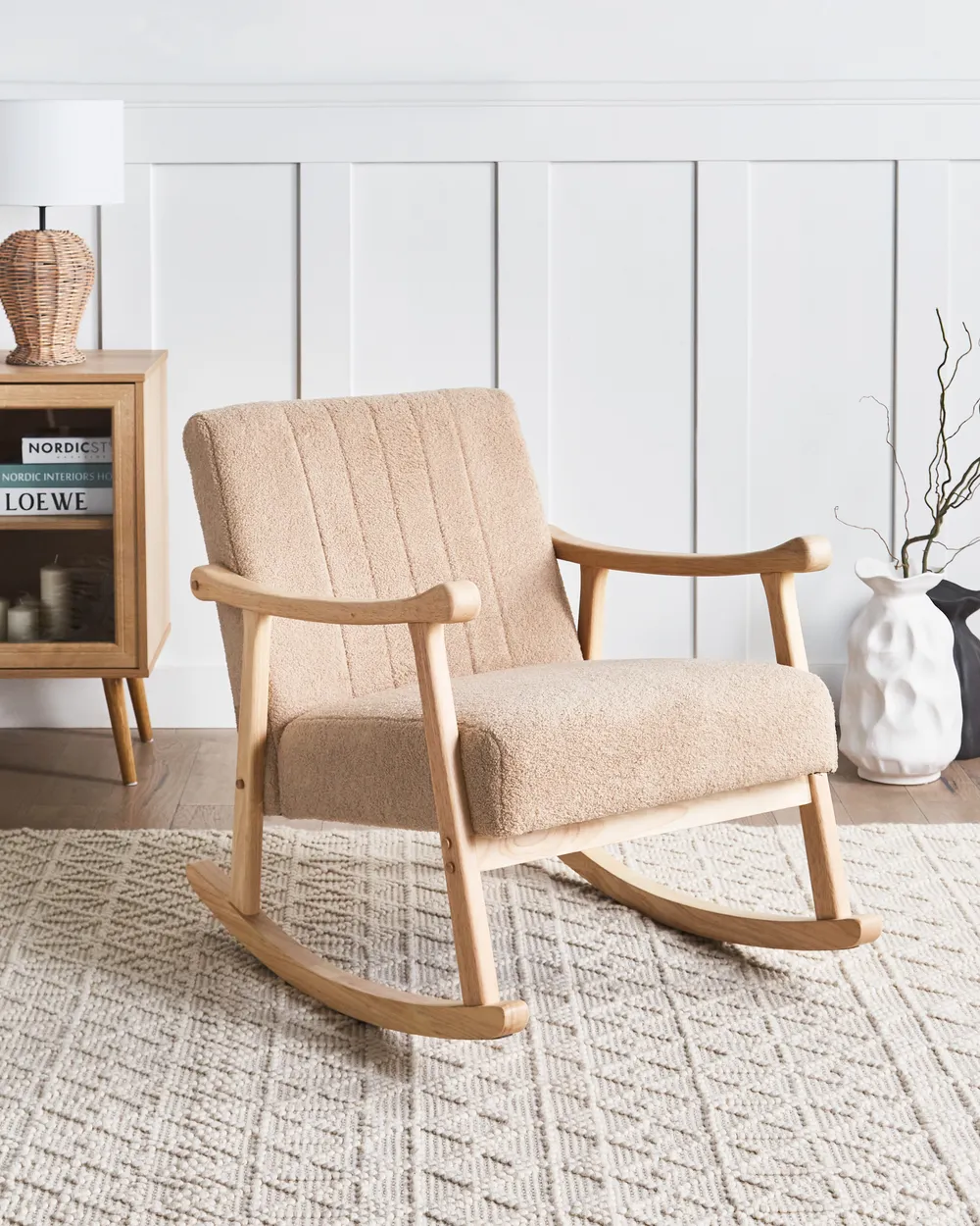 Schaukelsessel LEKNES Bouclé Beige