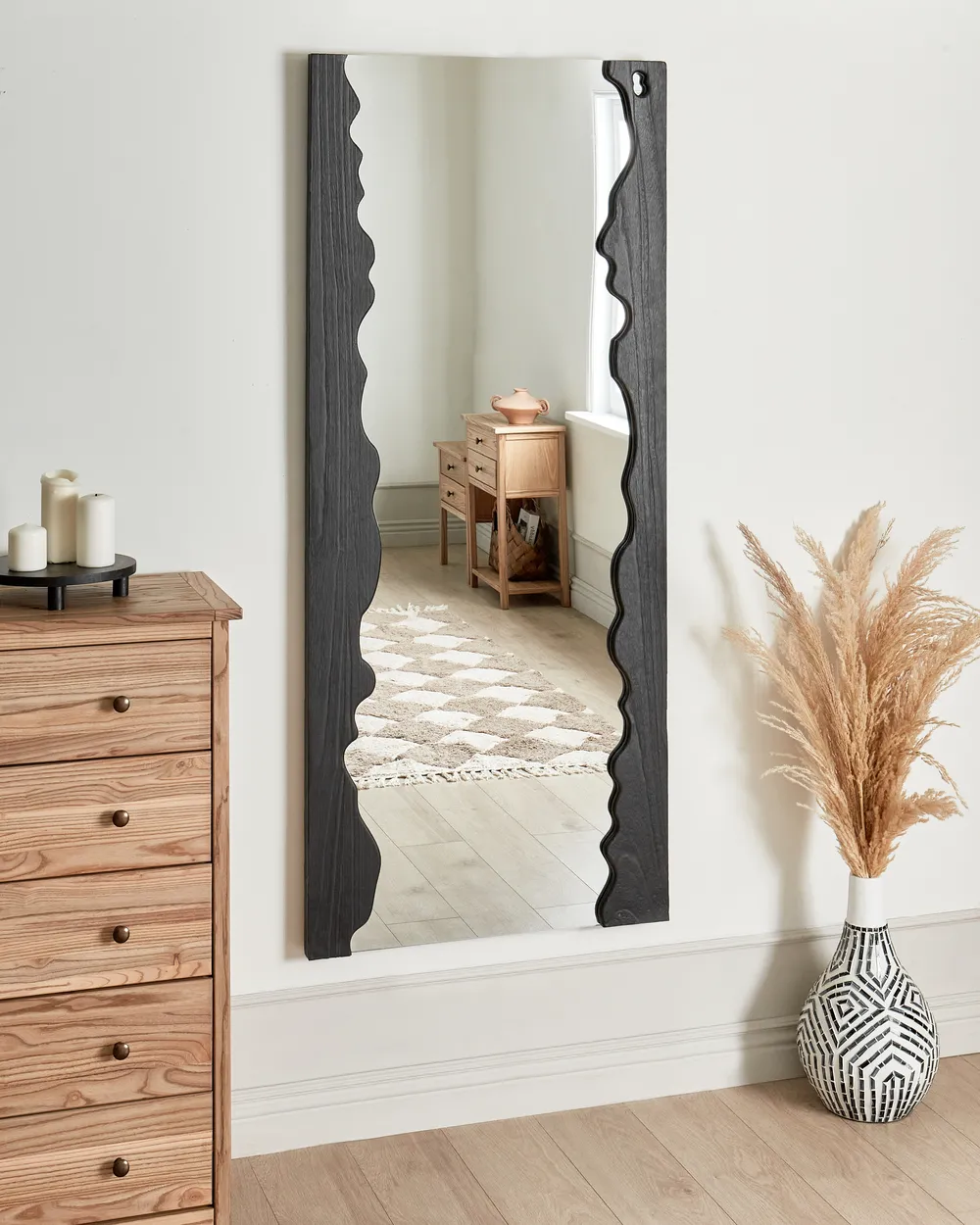 Wall Mirror SAULLCET 75 cm 175 cm Paulownia Wood Black