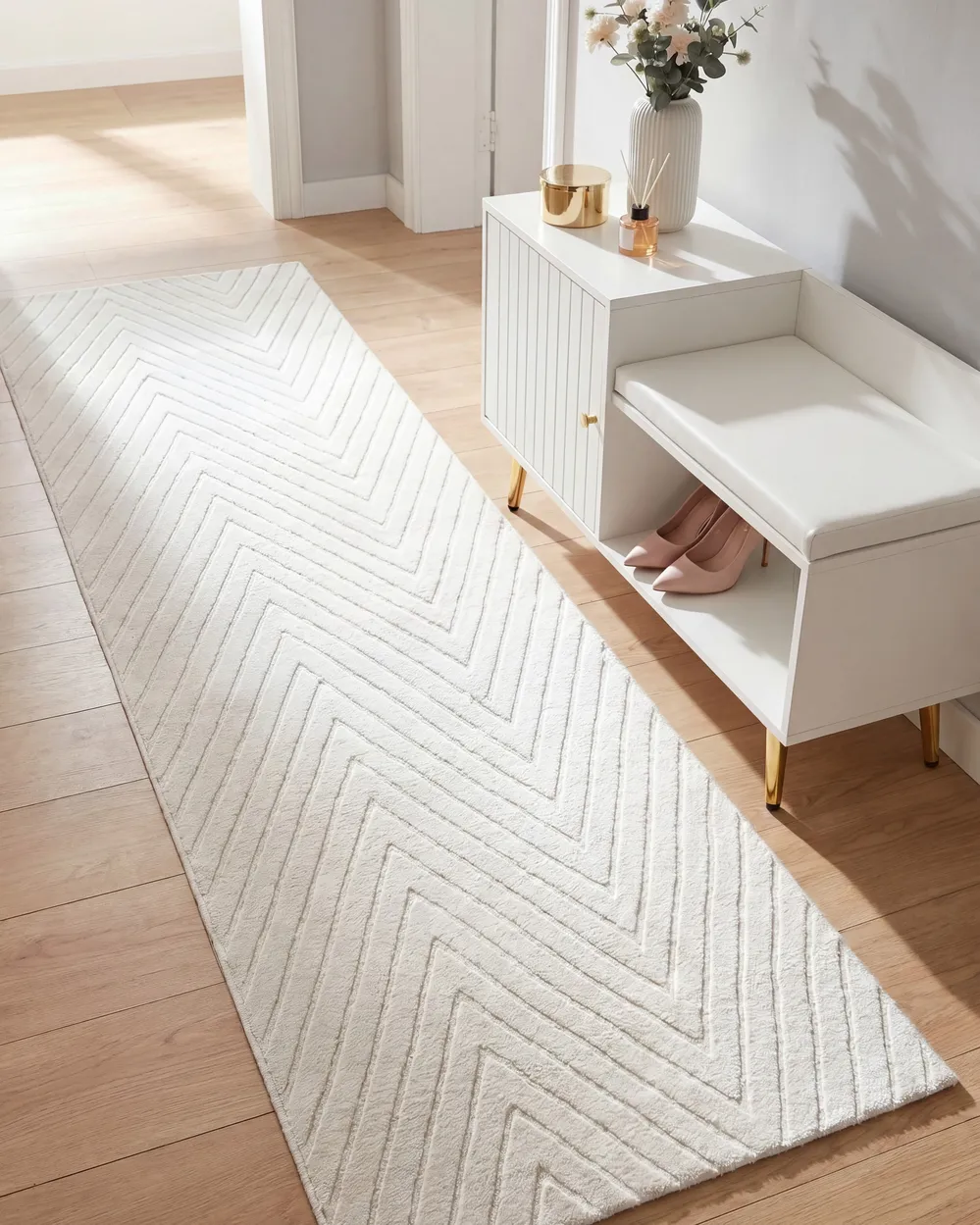 Teppich TWYNAM Cremeweiß 80 x 300 cm