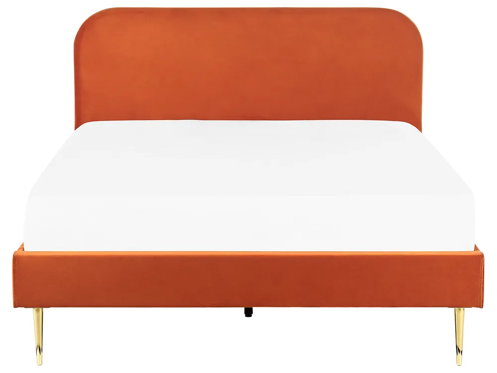 Bett mit Lattenrost Samtstoff FLAYAT 160 x 200 cm Orange_834139