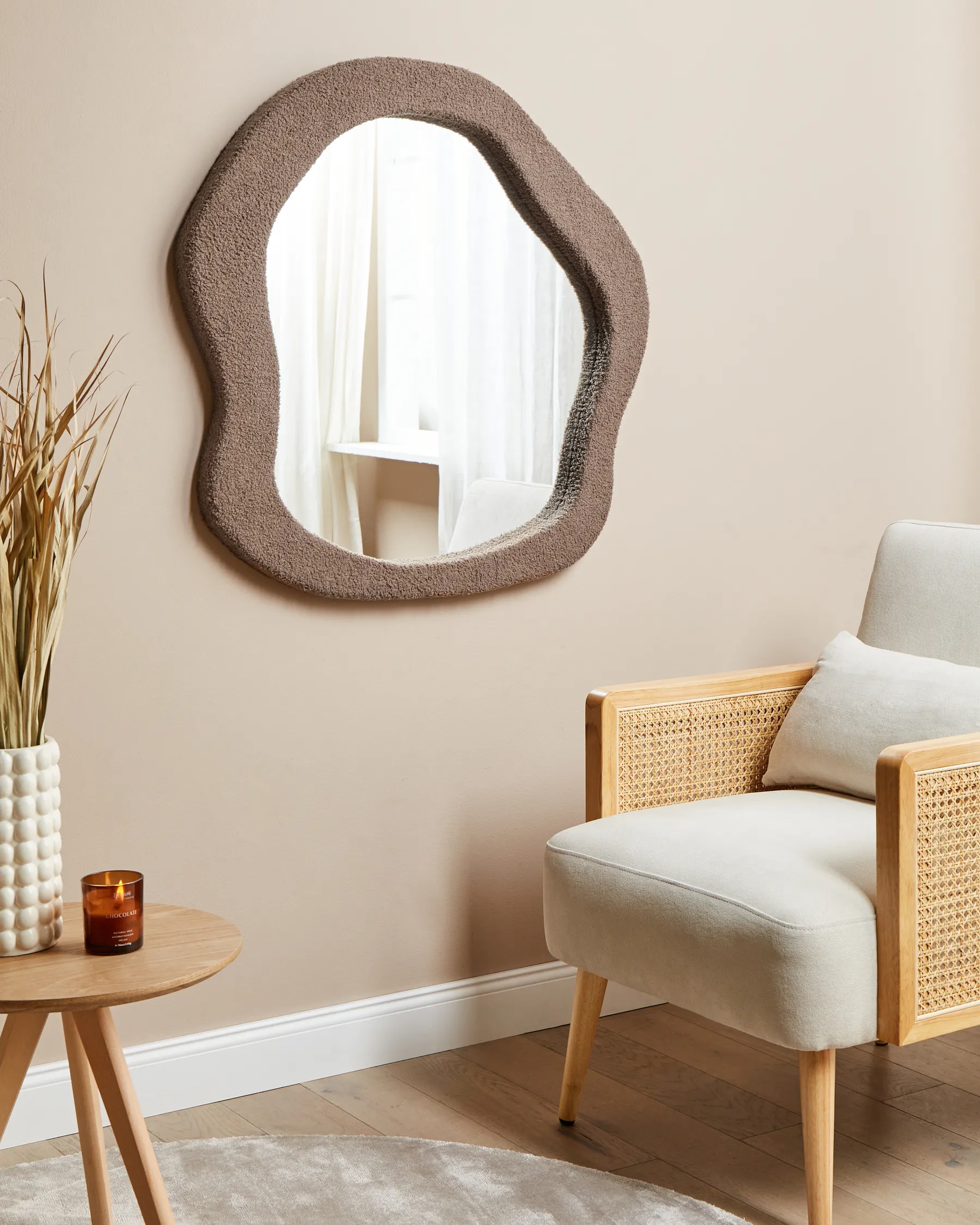 Wall Mirror BLISMES 79 cm 80 cm Boucle Brown_914830