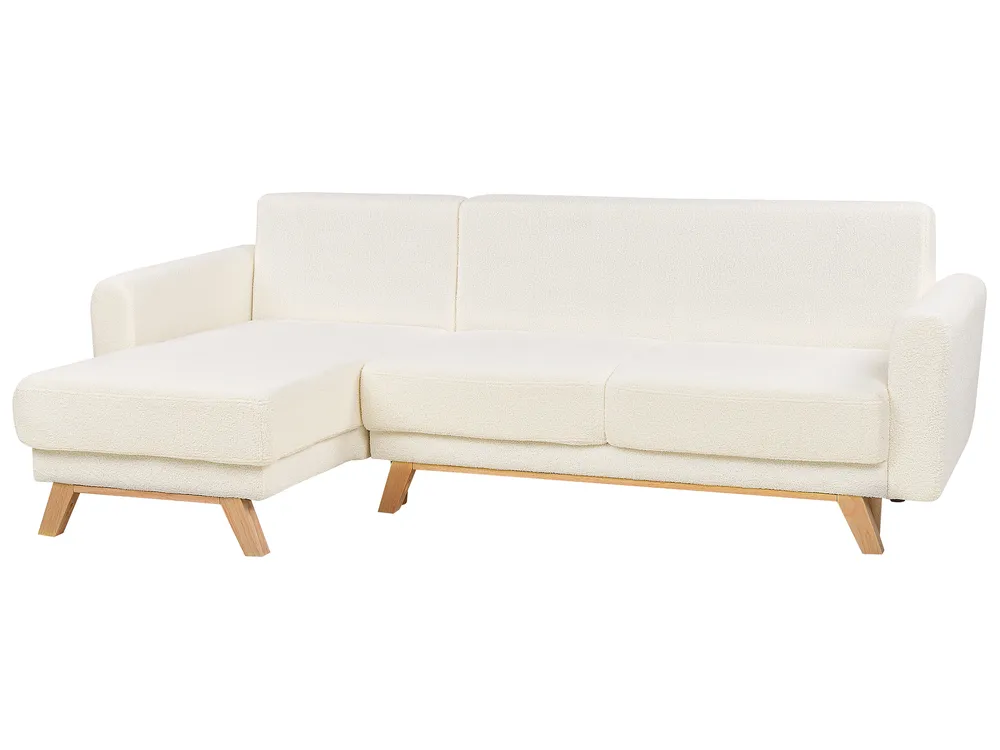 Corner Sofa Bed 3 Seater SIRO with Storage Boucle Off-White Right Hand_894716