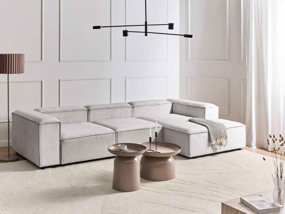 Modular Corner Sofa 4 Seater ARDAL Corduroy Off-White Left Hand