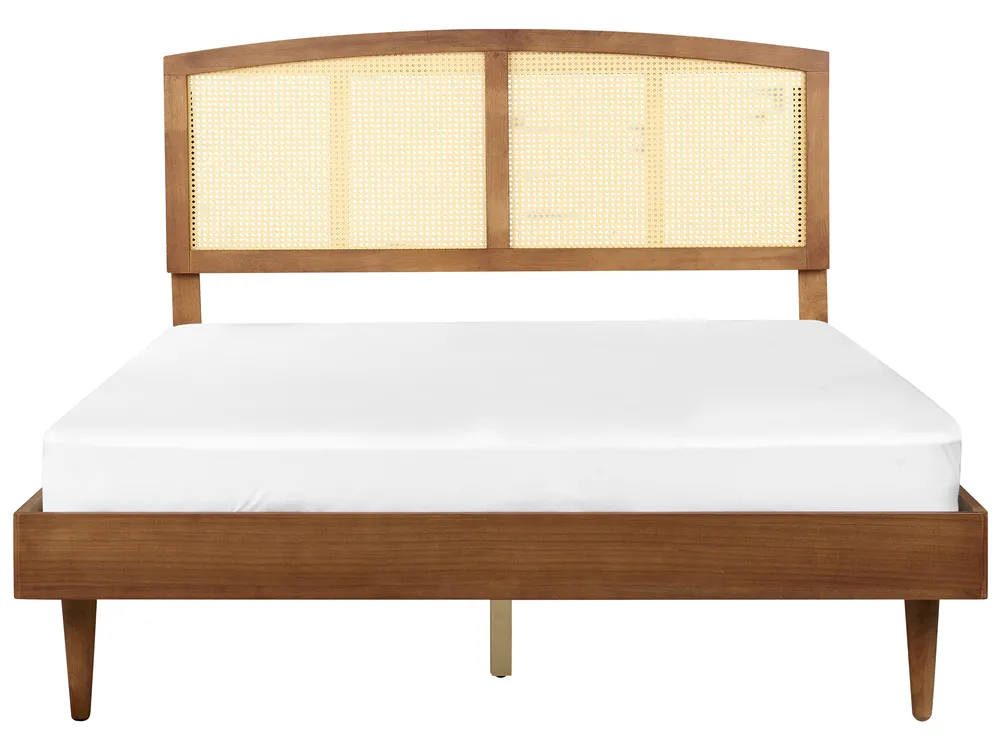 Bett mit LED Rattan VARZY 160 x 200 cm Braun_943992
