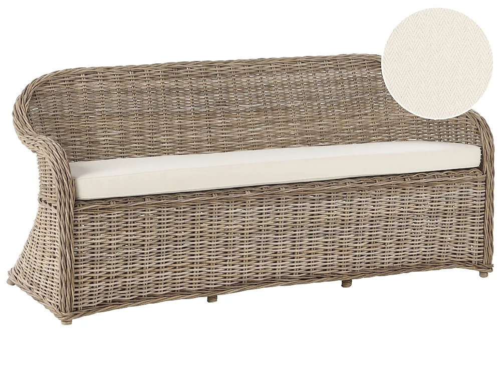Gartenbank mit Auflage SUSUA 189 cm Rattan Naturfarben