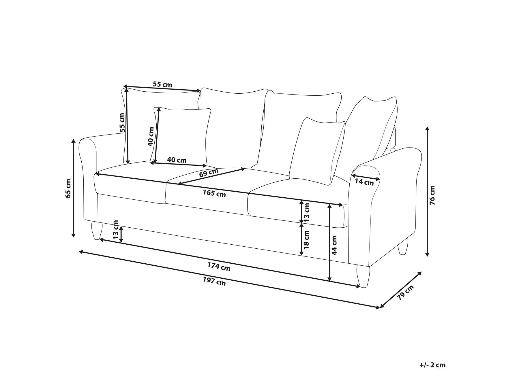 Sofa 3-Sitzer BORNHOLM Samtstoff Dunkelgrün_748520