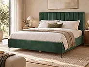 Bett mit Stauraum SEZANNE Samtstoff Dunkelgrün 180 x 200 cm_1184945