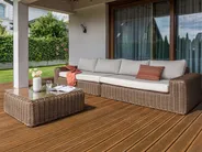 Garten Ecksofa mit Ottomane 6-Sitzer PALERMO modular Polyrattan Braun_927911