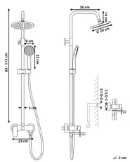 Duschsystem mit Mischbatterie und Regenbrause GURARA Weiß_813556