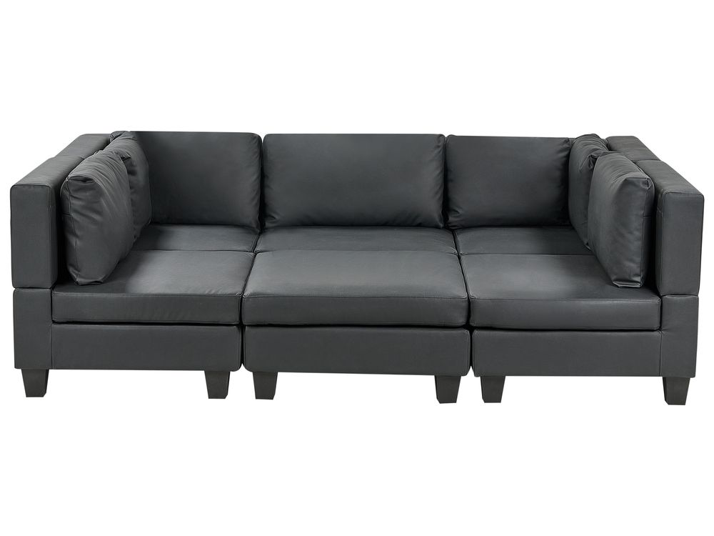 U-förmiges Modulsofa 5-Sitzer UNSTAD Kunstleder Schwarz