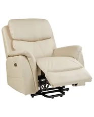 Electric Recliner Chair GLORIE with Massage Fabric Light Beige_924068