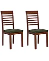 Esszimmerstuhl 2er Set ORTLEY Holz Dunkelbraun / Grün