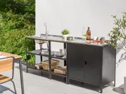 3 Piece Outdoor Kitchen Set with Sink VILAMA Black Metal_872566