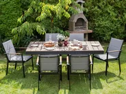 Ausziehbarer Gartentisch FANES 184/242 cm 90 cm Metall Graphitgrau_932348