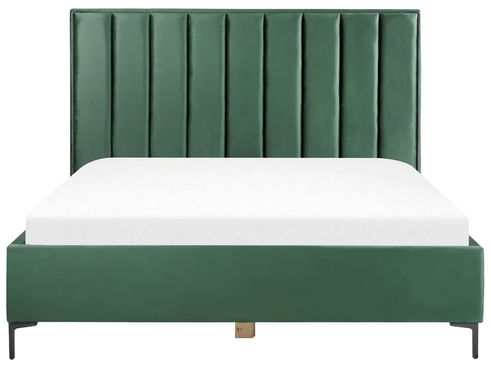 Schlafzimmer Set SEZANNE Samtstoff Dunkelgrün 180 x 200 cm_892558