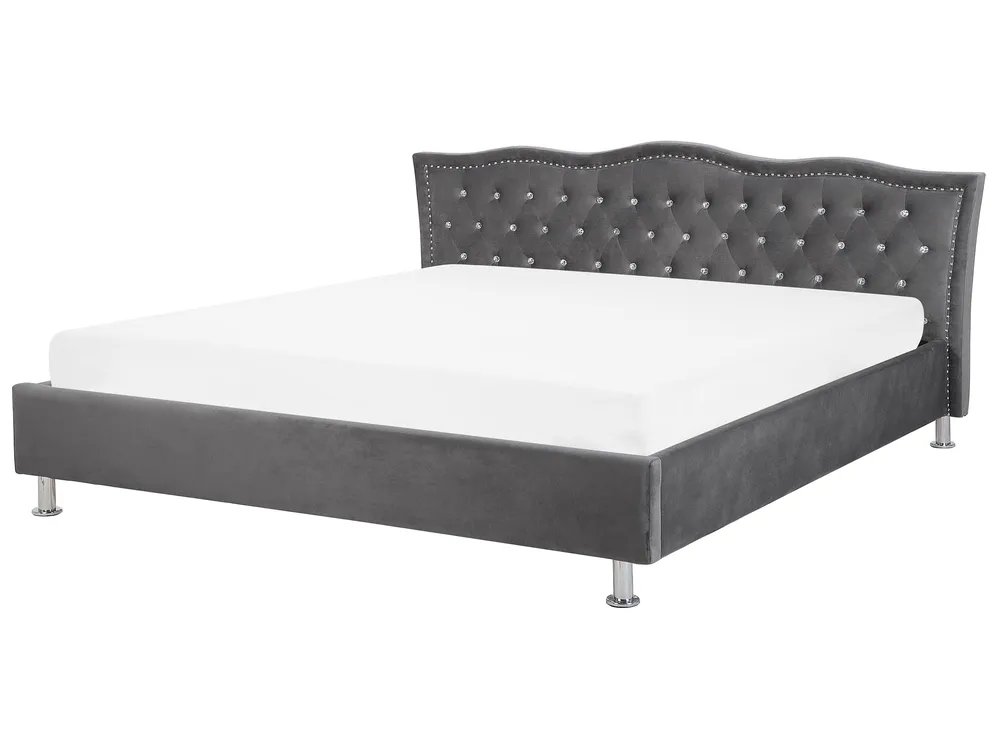 Bett mit Lattenrost Samtstoff METZ 180 x 200 cm Dunkelgrau