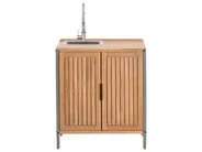 Outdoor-Küche 3er Set mit Spüle IVREA Braun / Silber zertifiziertes Akazienholz_988378