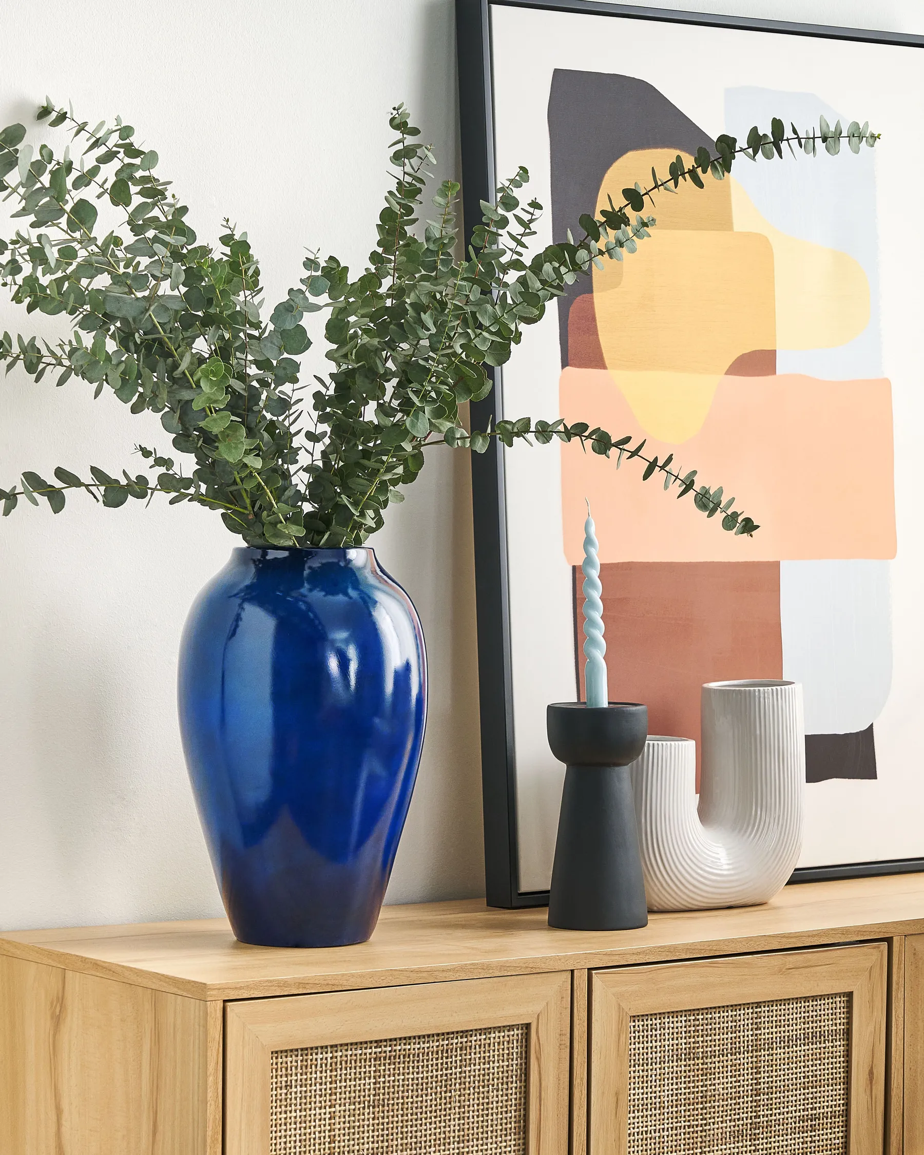 Flower Vase OCANA 37 cm Ceramic Dark Blue_847860