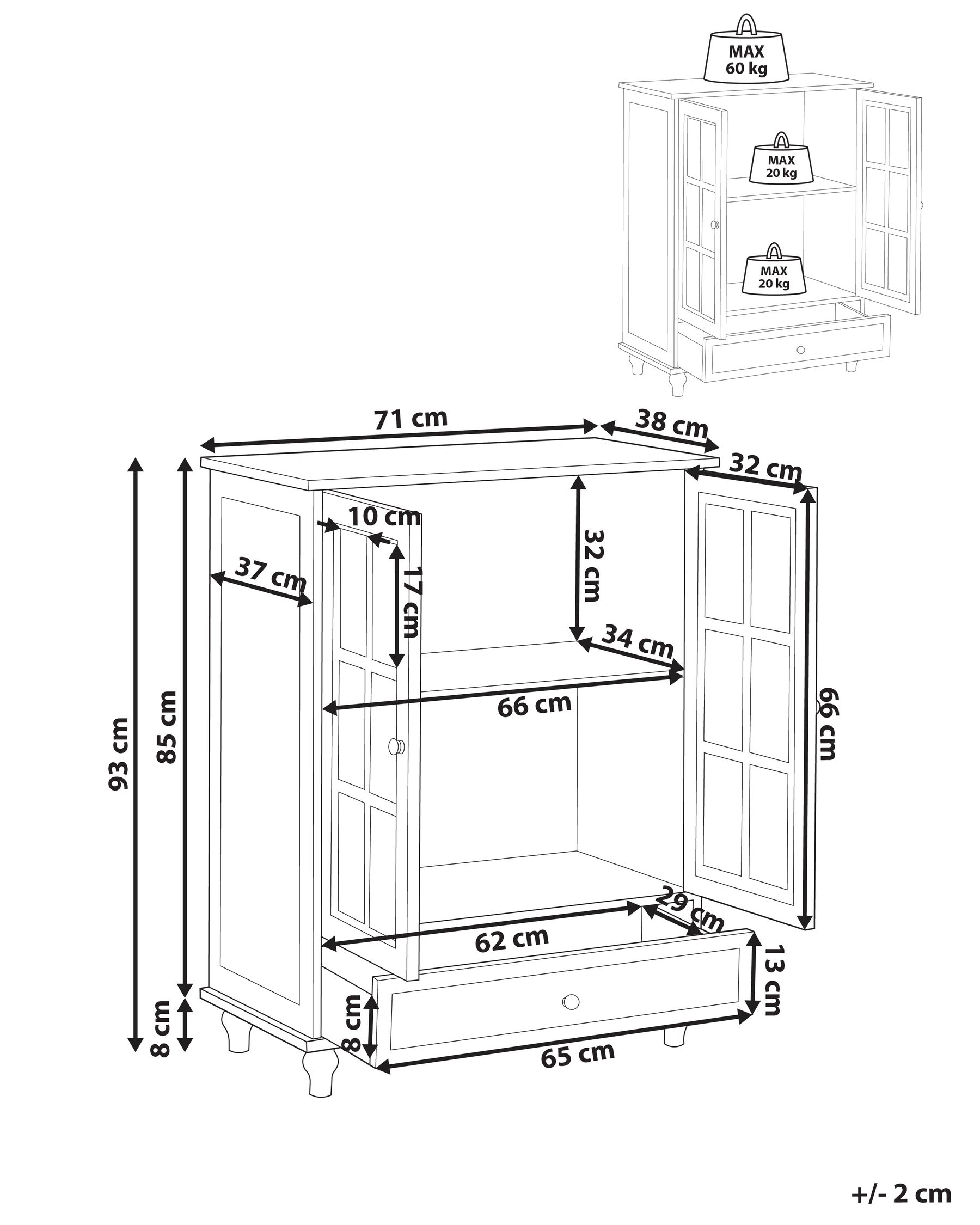Glass Display Sideboard CARLET 71 cm White_968134