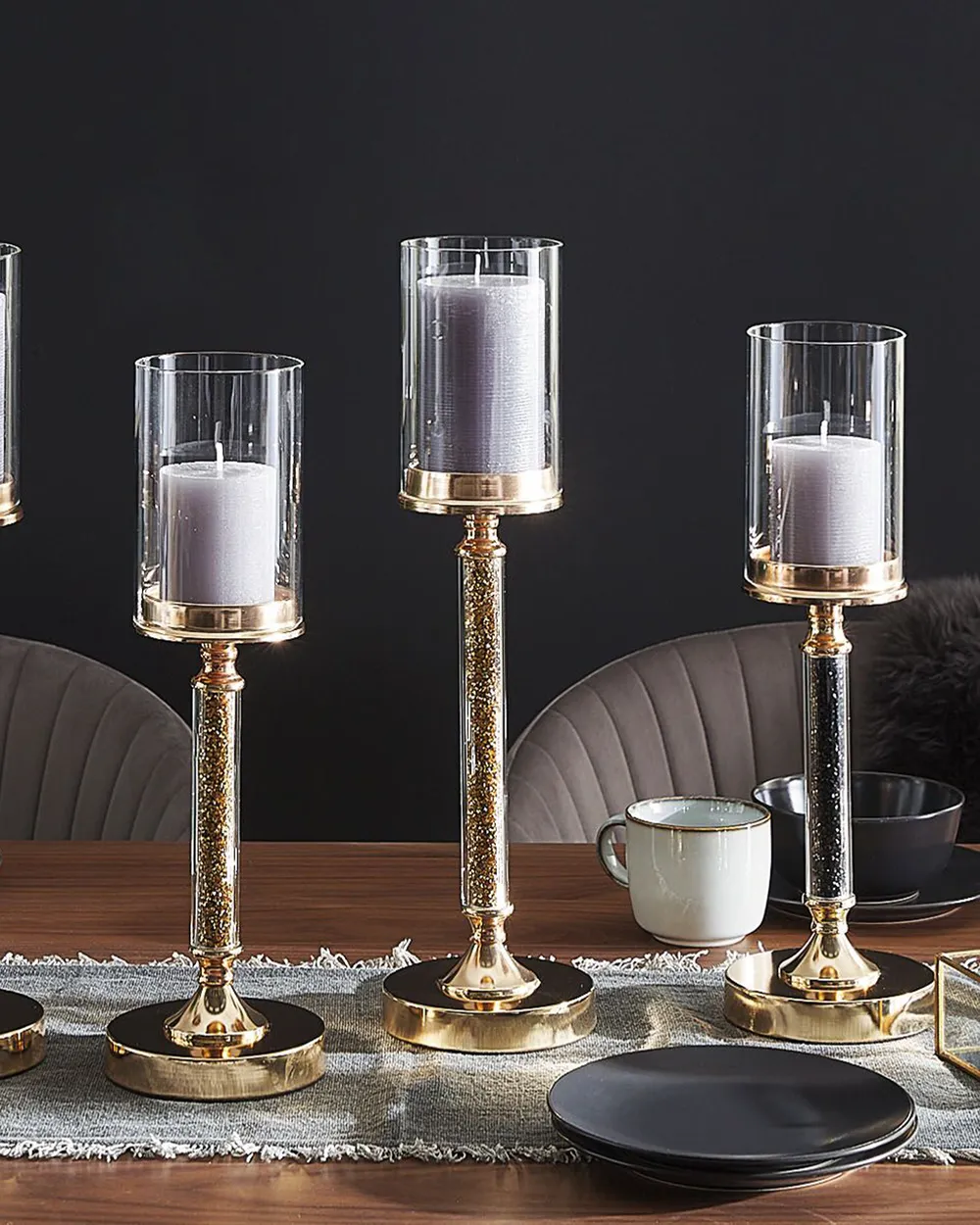 Kerzenständer ABBEVILLE 41 cm Glas Schwarz_788845
