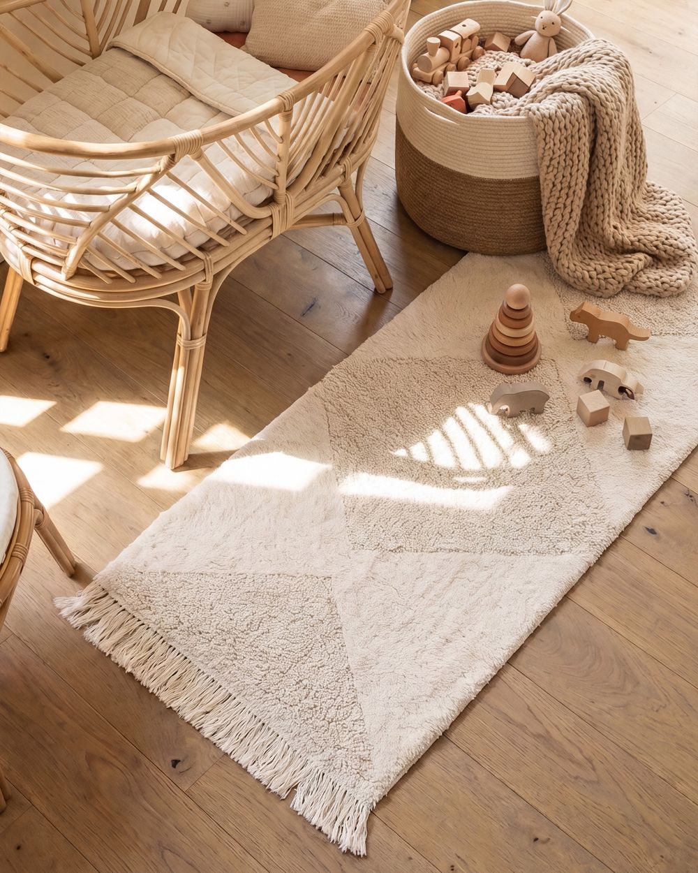 Kids Rug KHONOMA Beige 55 x 120 cm Cotton