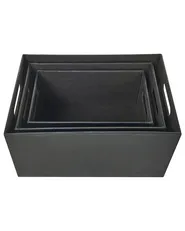 Set of 3 Boxes LARSA Faux Leather Graphite Grey_954321