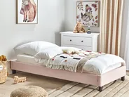 Bett ohne Kopfteil Bouclé ROANNE 90 x 200 cm Pastellrosa_903069