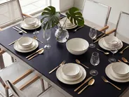 Garden Dining Set 6 Seater GROSSETO Tempered Glass Black/ White_1105668