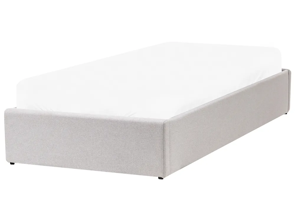 Bett mit Stauraum ohne Kopfteil DINAN Stoff Hellgrau 90 x 200 cm_1073723
