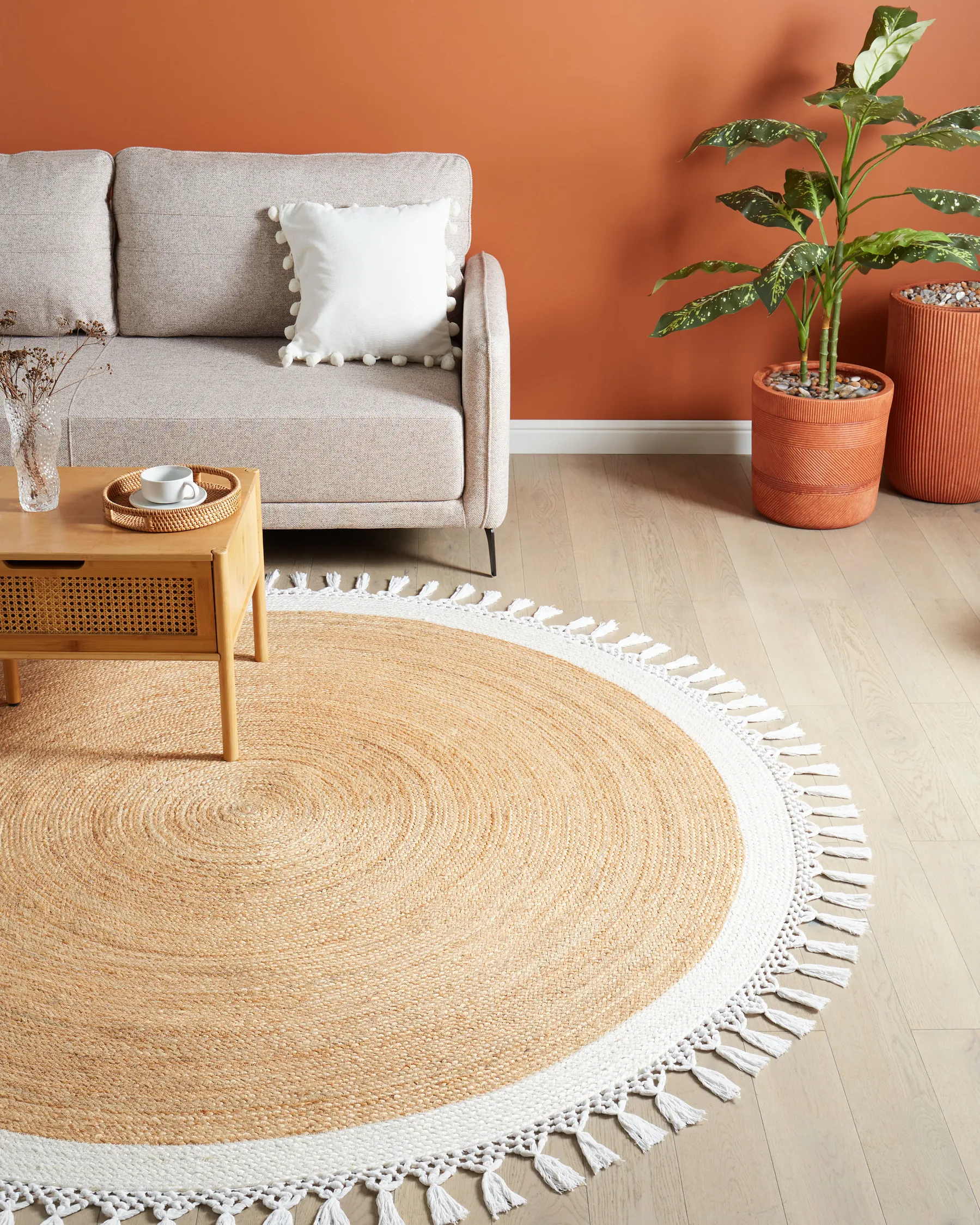 Rug MARTS White ø 200 cm Jute_958886