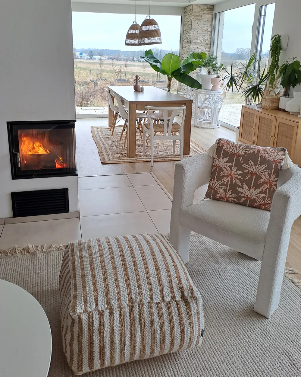 Dekokissen MELOBESIA 45 x 45 cm Baumwolle Beige Pflanzenmuster_975387