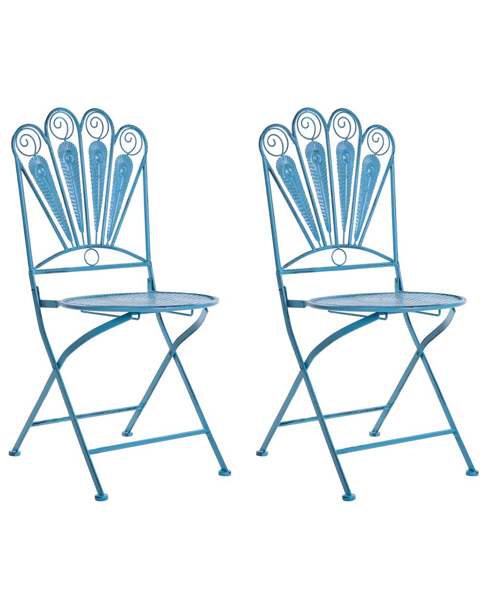 Set of 2 Garden Chairs PAVIA Folding Metal Blue