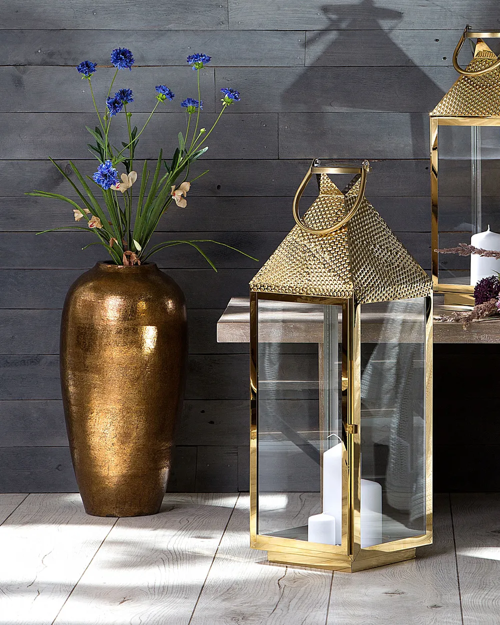 Dekovase LORCA 48 cm Keramik Goldbraun