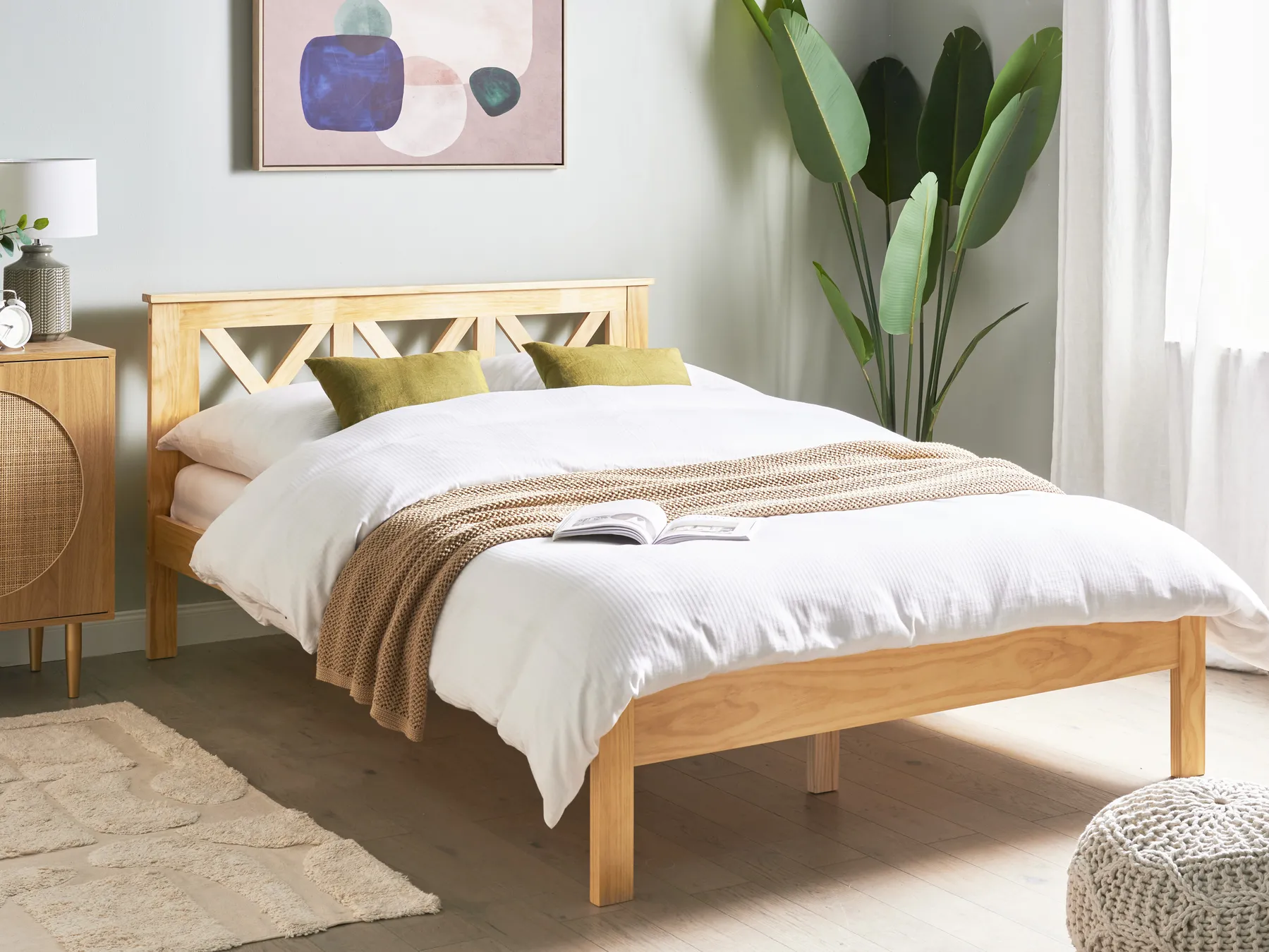 Bett mit Lattenrost Kiefernholz TANNAY 140 x 200 cm Hellbraun_930962