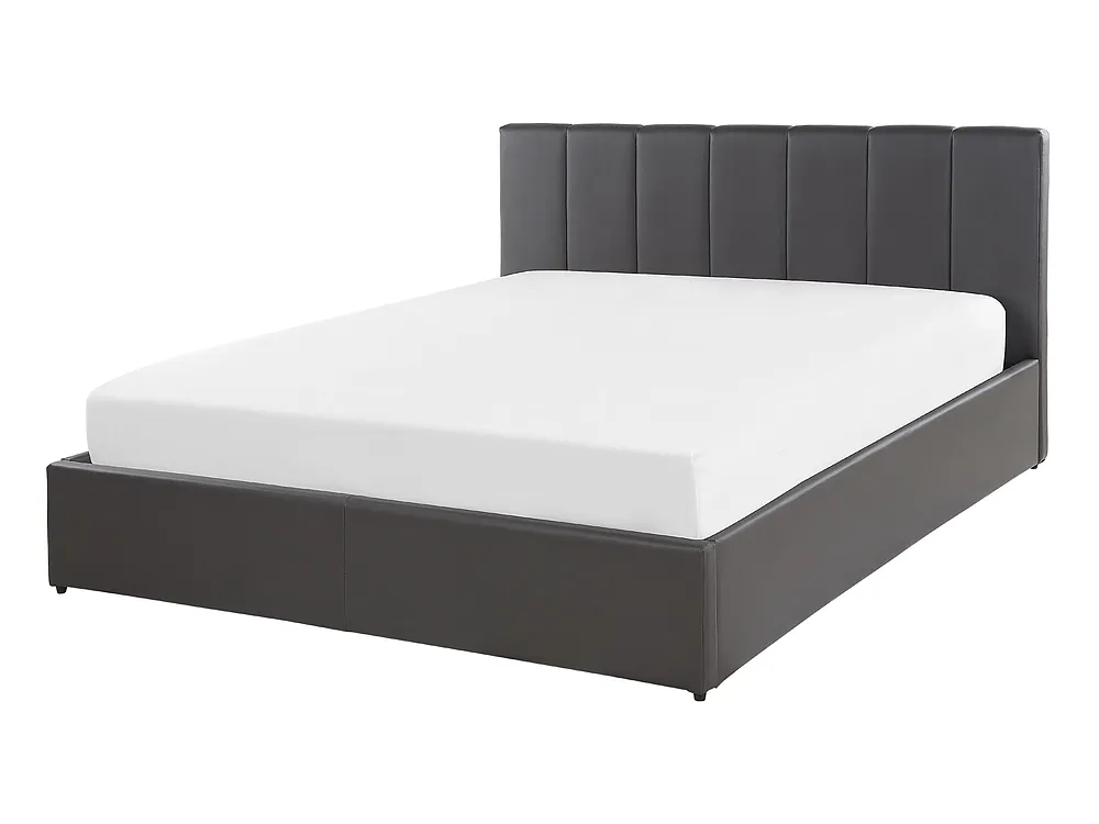 Bed met opbergruimte DREUX Kunstleer Donkergrijs 140 x 200 cm_793181