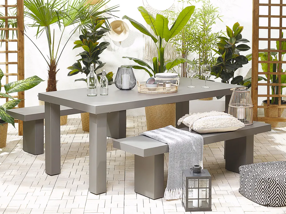 Gartenmöbel Set mit Bänken 4-Sitzer TARANTO Beton Grau