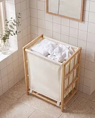 Laundry Basket MERIN Bamboo Light Brown 45 L_1144437